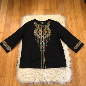 Vintage Bob Mackie Wearable Art Embroidered Dream Catcher Women Jacket, size L